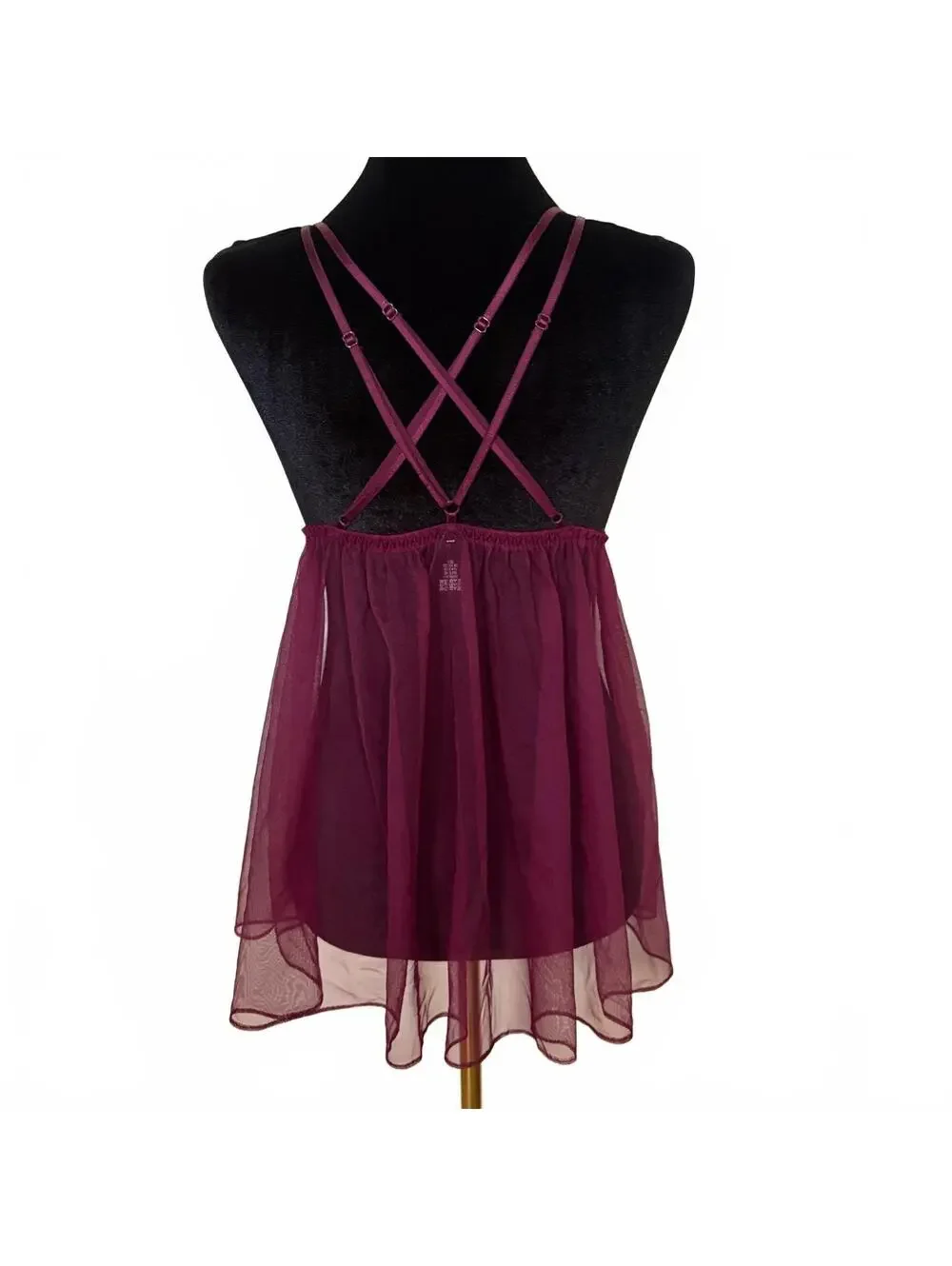 Victoria’s Secret Babydoll Mini Slip Dress Pleated Chiffon Sheer Lace Small NWT